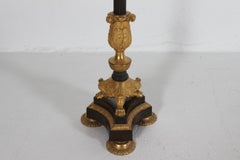 Tall Antique Danish Empire Floor Candelabra Gilded and Brown Metal 19th Century