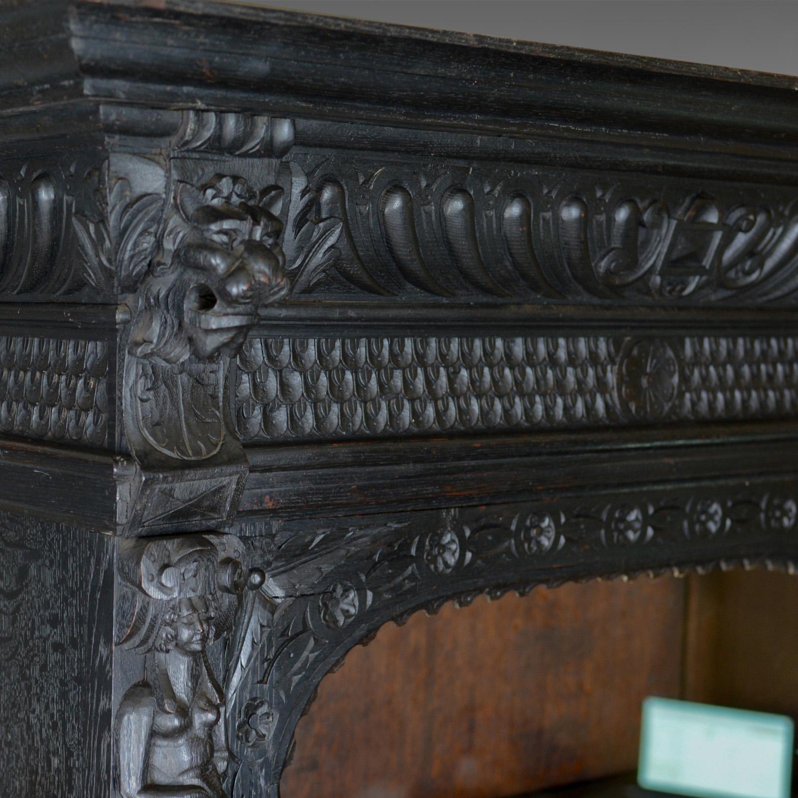 Tall Antique Display Cabinet, Victorian, English, Oak, Cupboard, Green Man In Good Condition In Hele, Devon, GB