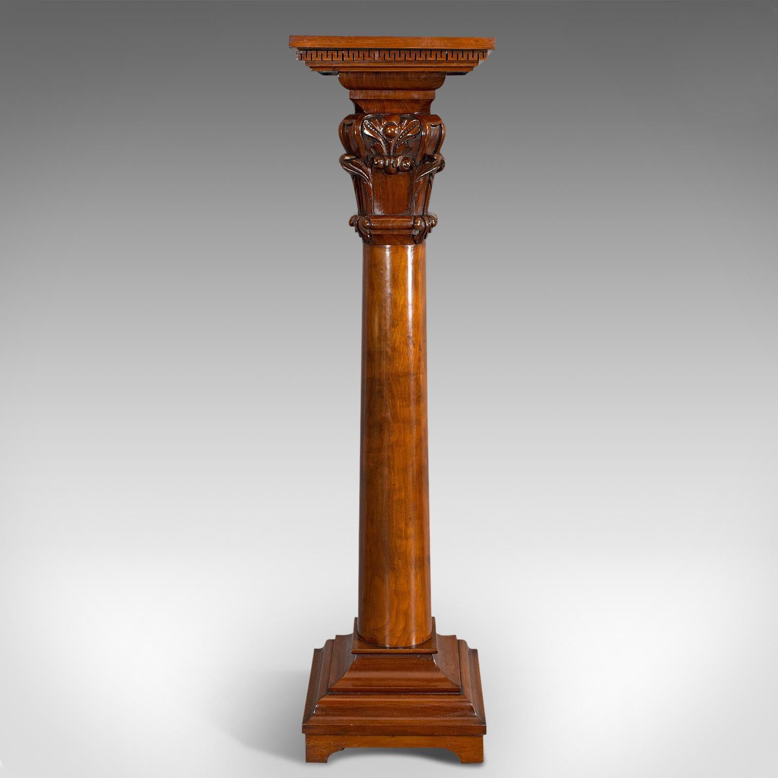 Tall Antique Display Pedestal, English, Mahogany, Torchere, Plant Stand, Regency In Good Condition In Hele, Devon, GB