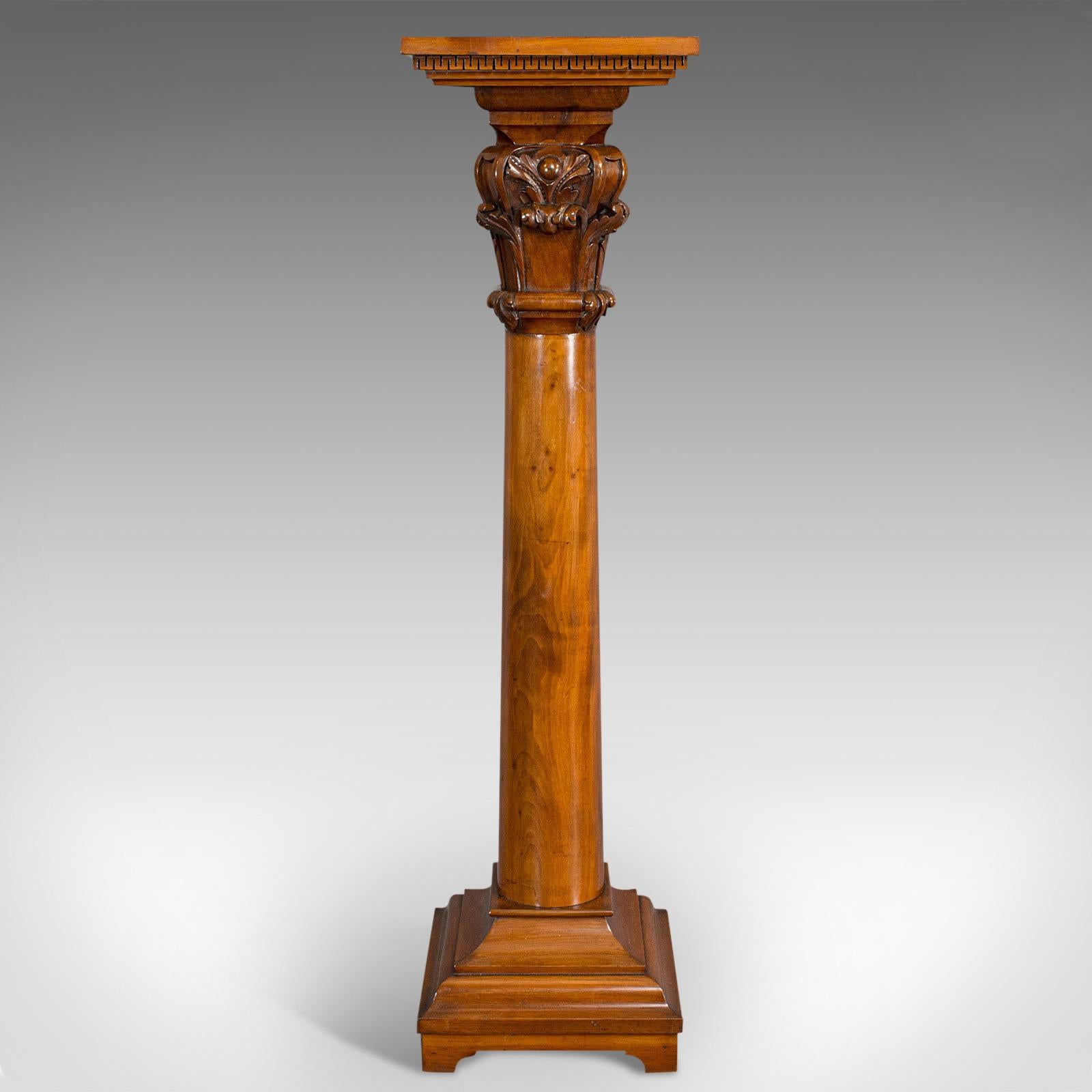 19th Century Tall Antique Display Pedestal, English, Mahogany, Torchere, Plant Stand, Regency