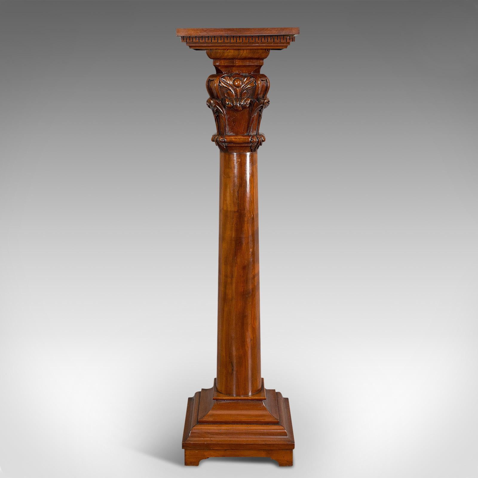 Tall Antique Display Pedestal, English, Mahogany, Torchere, Plant Stand, Regency 1