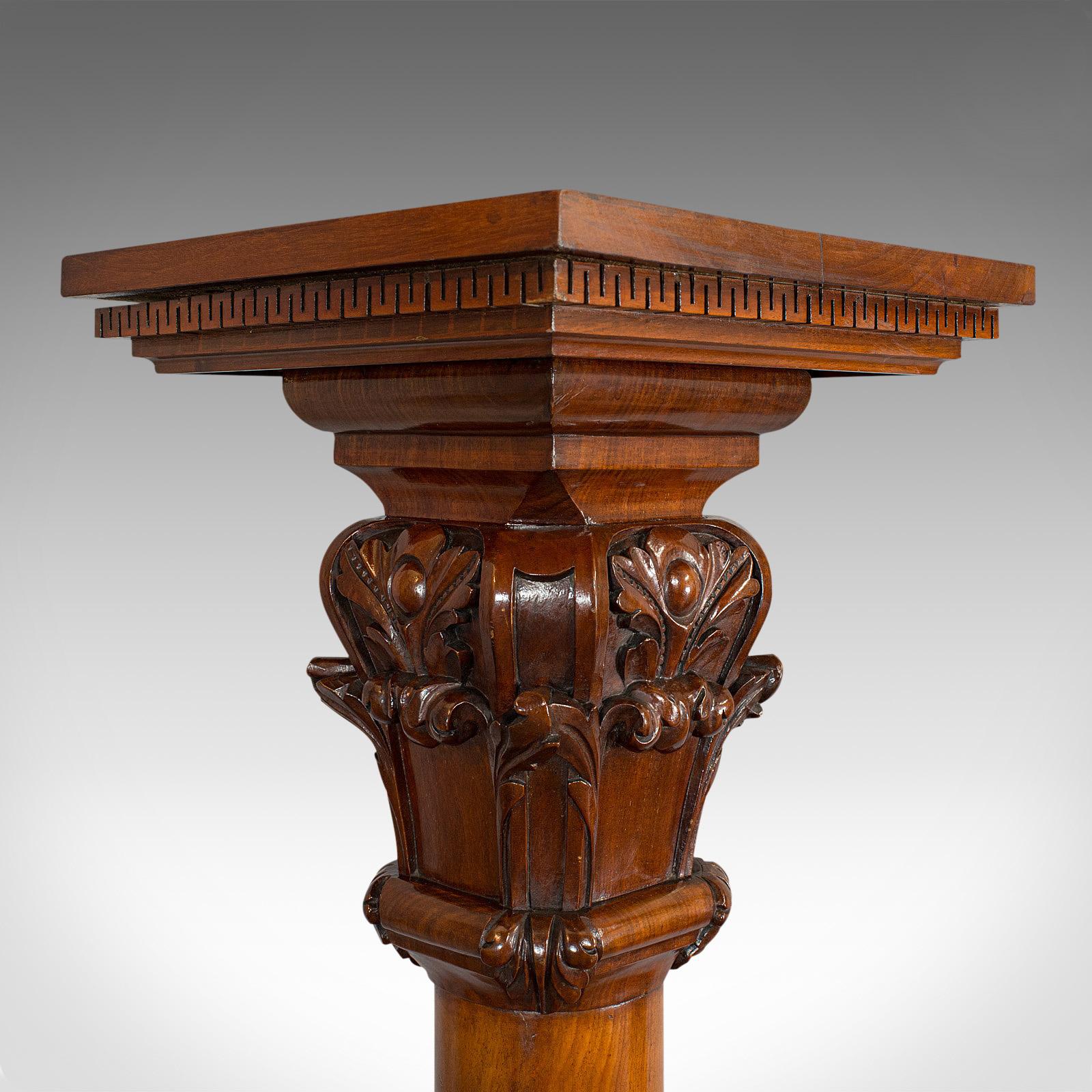 Tall Antique Display Pedestal, English, Mahogany, Torchere, Plant Stand, Regency 4