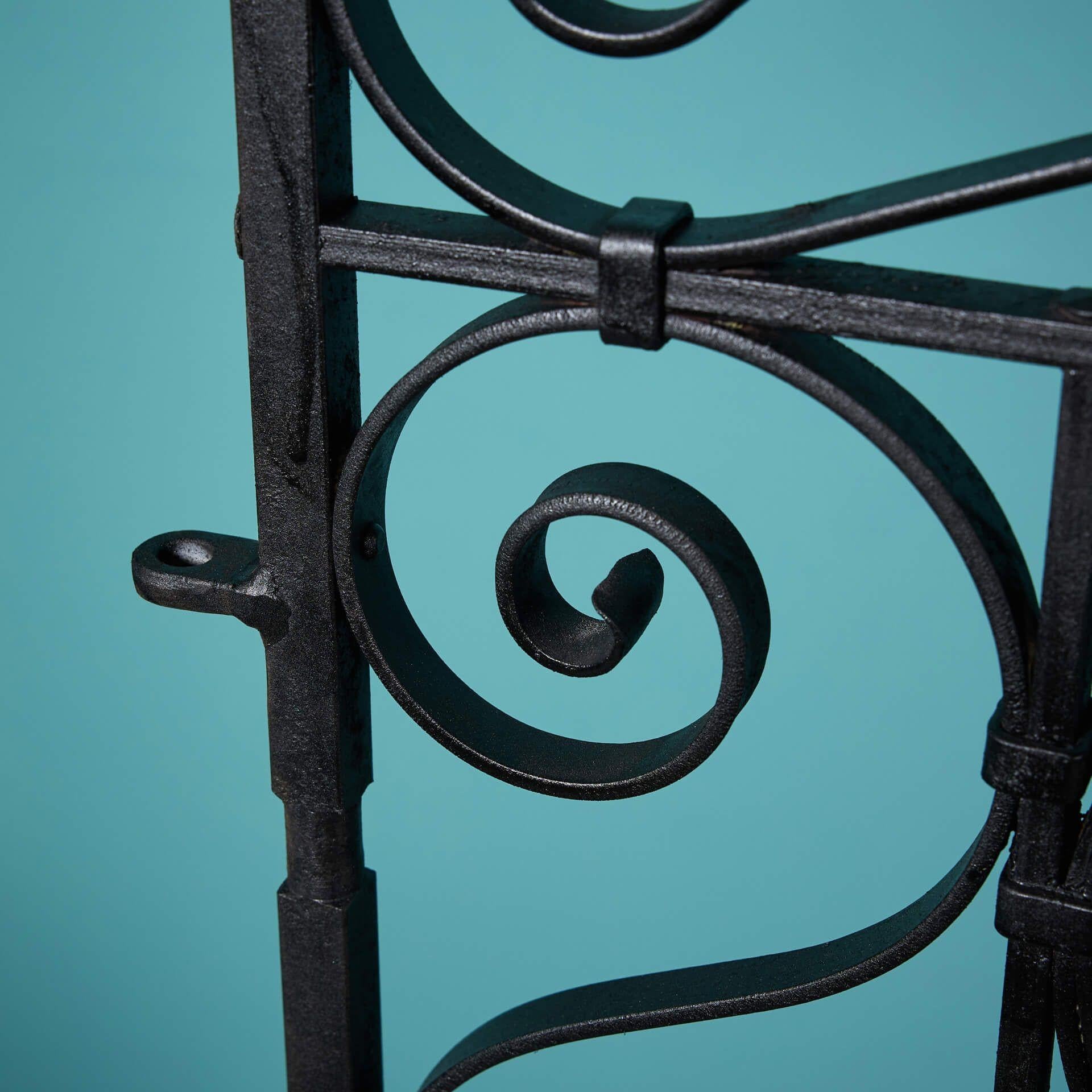 Wrought Iron Tall Antique Edwardian Style Scrollwork Gate For Sale
