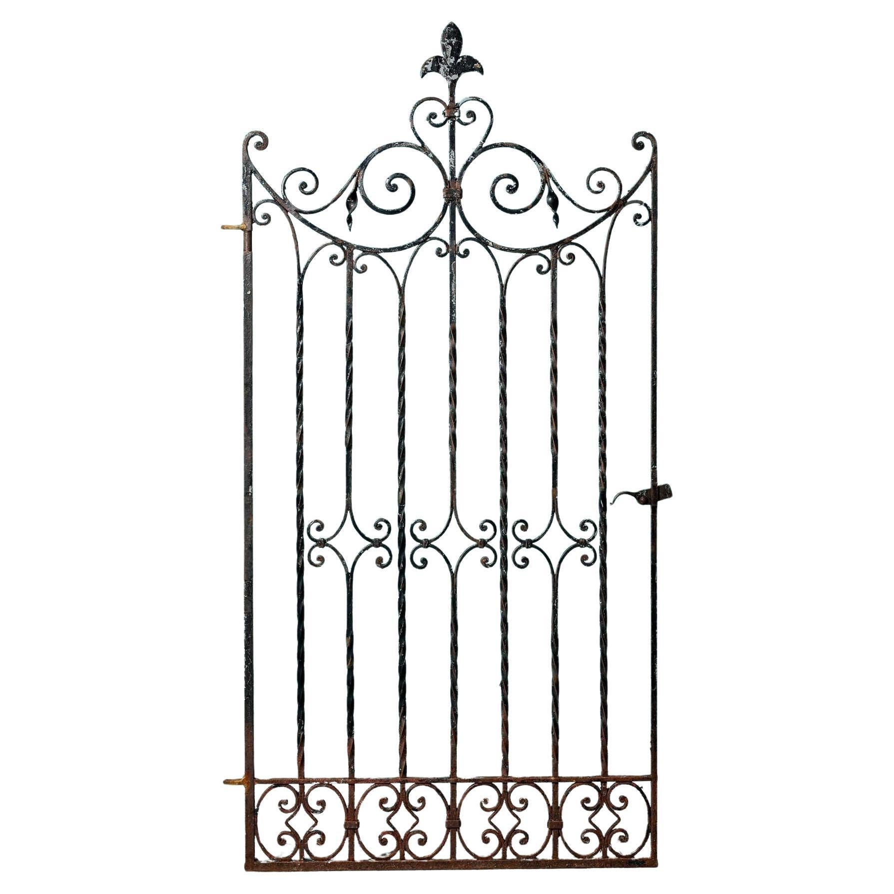Tall Antique Edwardian Style Wrought Iron Side Gate