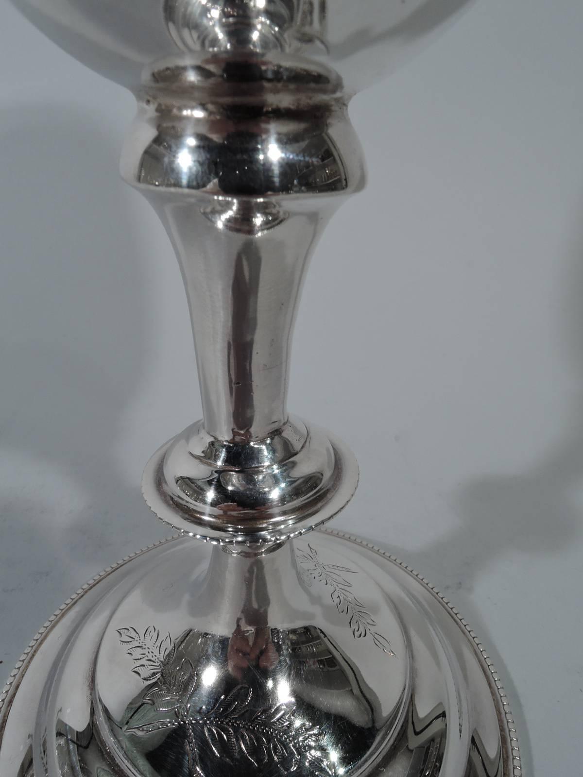 Tall Antique English Edwardian Sterling Silver Wildflower Goblet 1