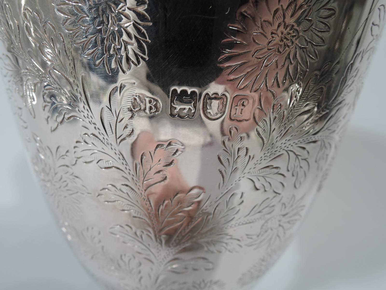 Tall Antique English Edwardian Sterling Silver Wildflower Goblet 3
