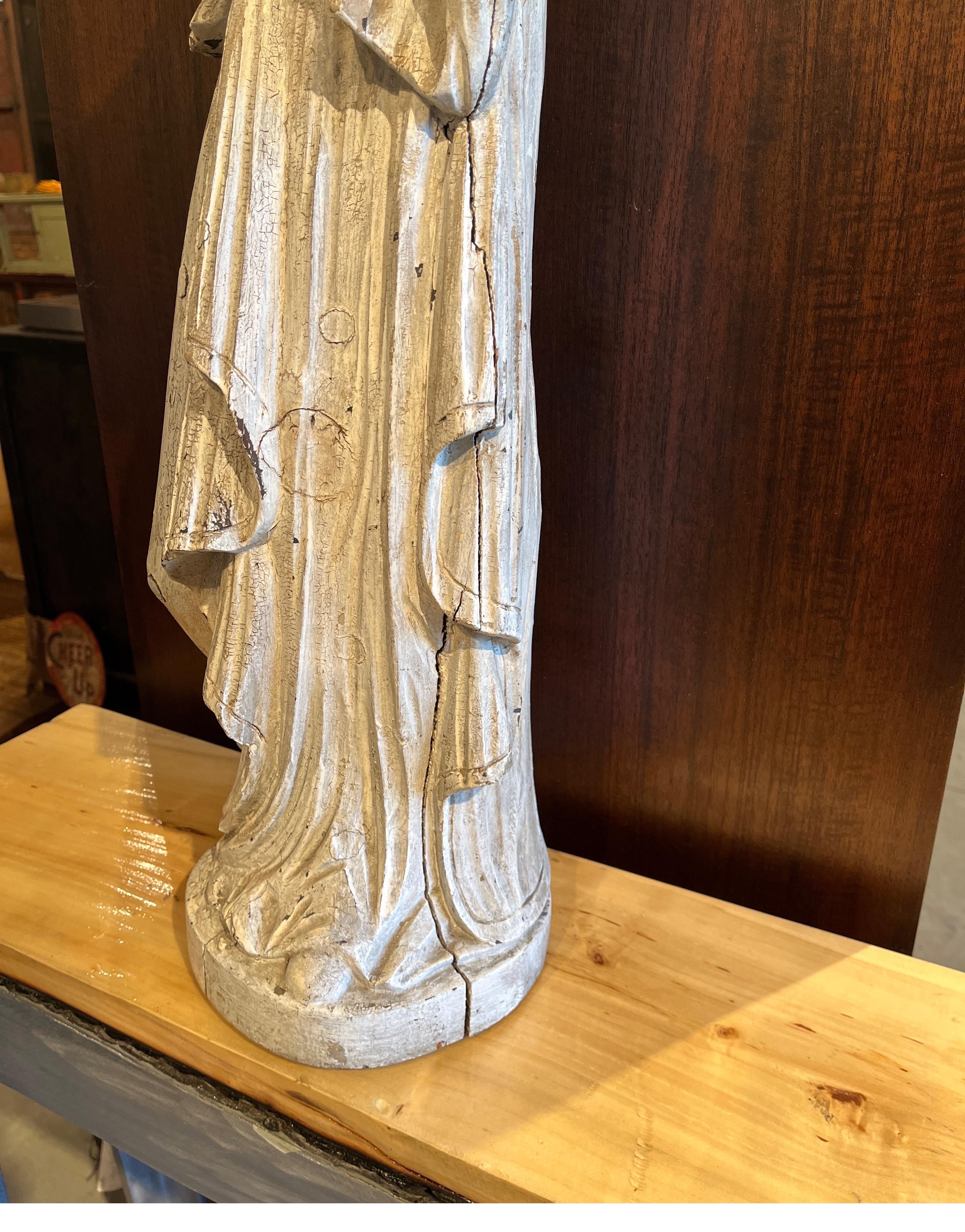 20th Century Tall Antique European Carved Madonna For Sale