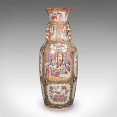 Grand vase ancien Famille Rose, chinois, céramique, Qing, pièce maîtresse, victorien