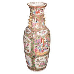Grand vase ancien Famille Rose, chinois, céramique, Qing, pièce maîtresse, victorien