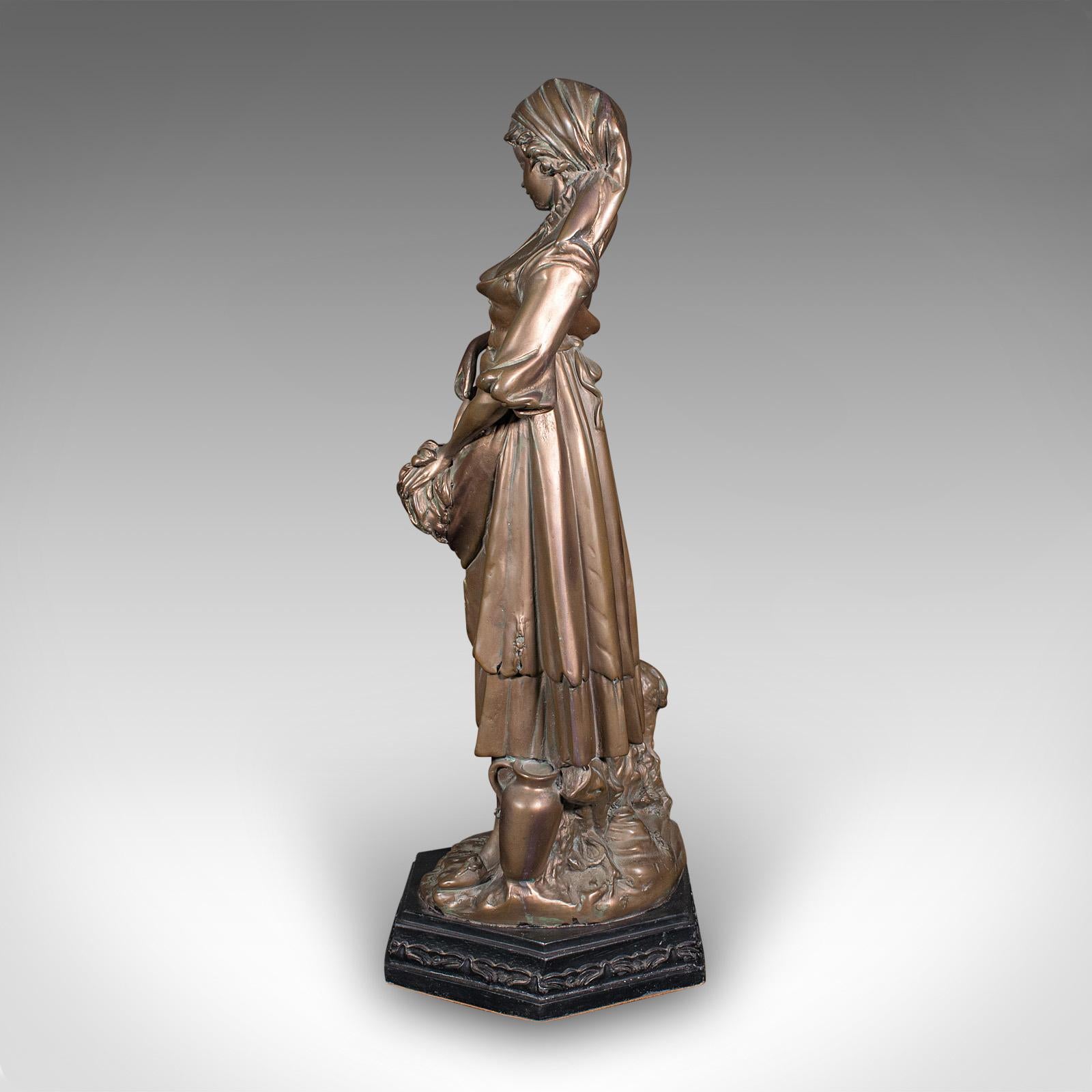 Figura Femenina Alta Antigua, Austriaca, Yeso Bronceado, Estatua, Victoriana, C.1900 en Bueno estado para la venta en Hele, Devon, GB