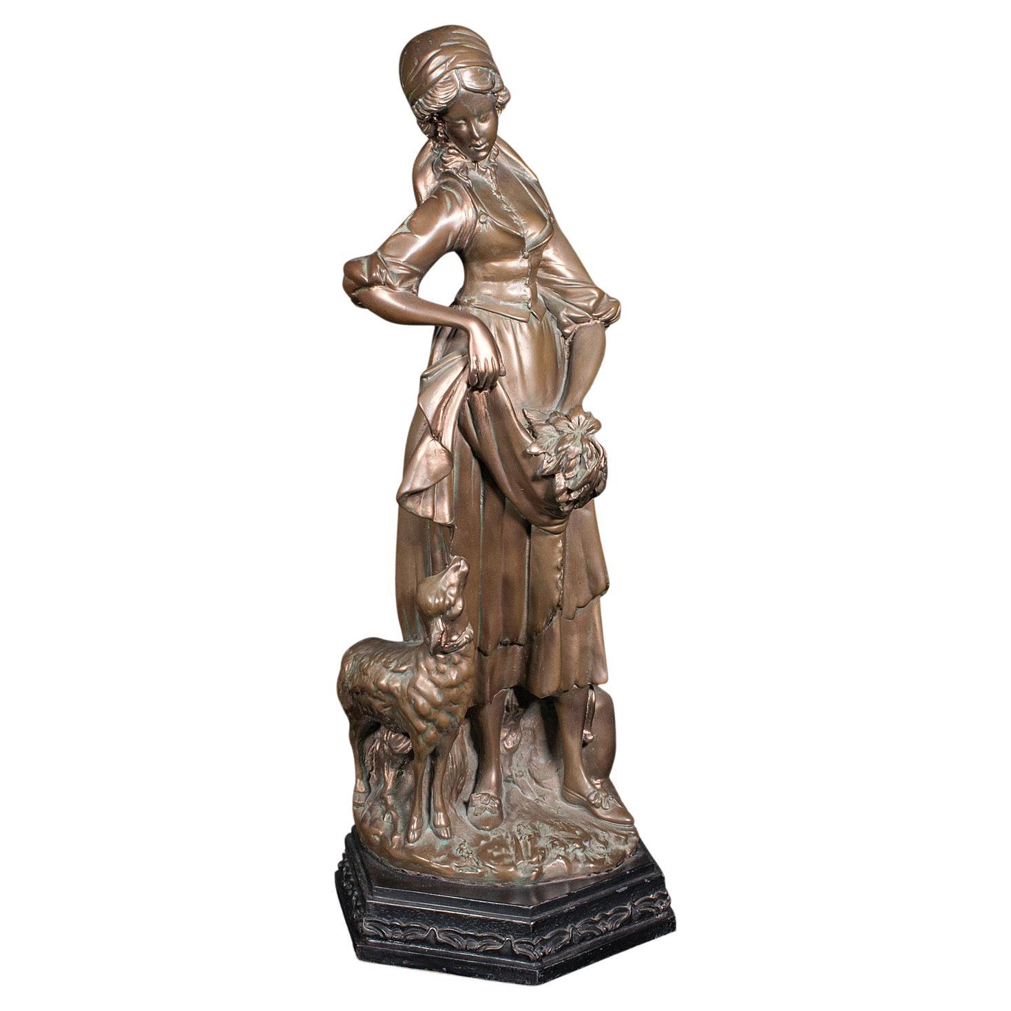 Figura Femenina Alta Antigua, Austriaca, Yeso Bronceado, Estatua, Victoriana, C.1900 en venta
