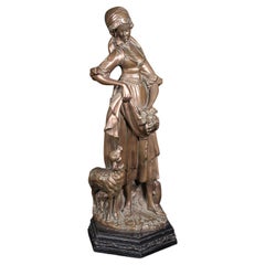 Tall Antique Female Figure, Austrian, Bronzed Plaster, Statue, Victorian, C.1900