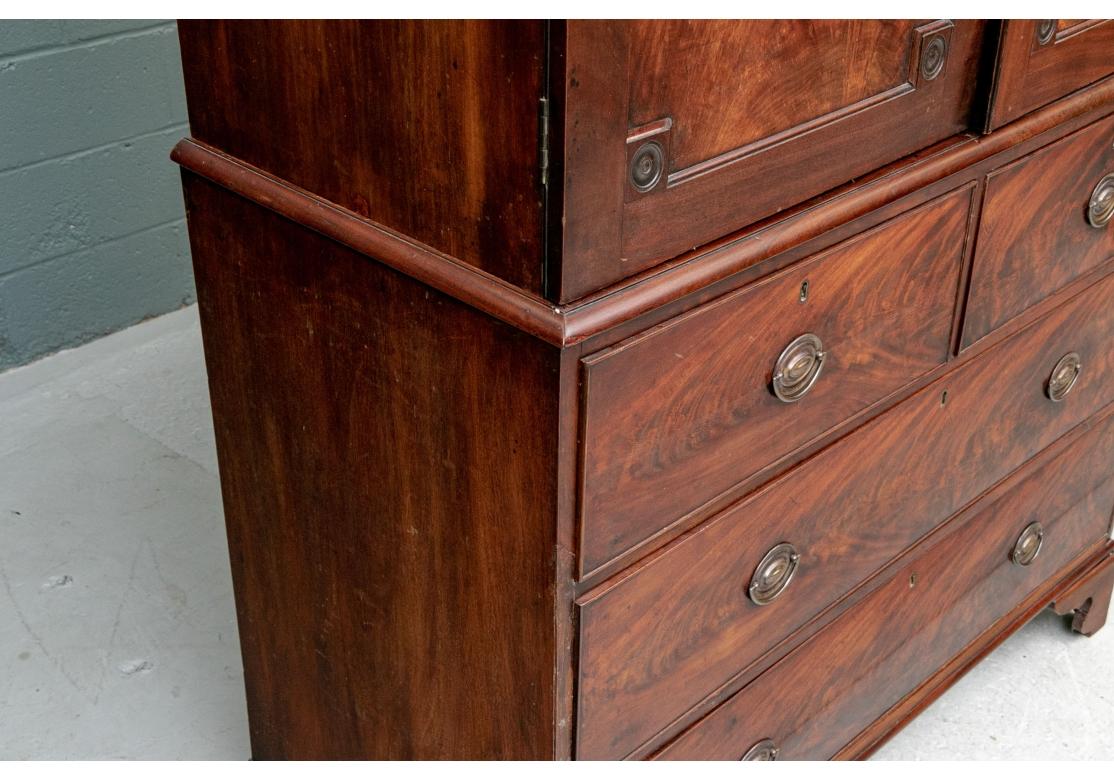 Tall Antique Figured Mahogany Linen Press For Sale 10