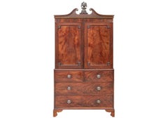 Tall Antique Figured Mahogany Linen Press