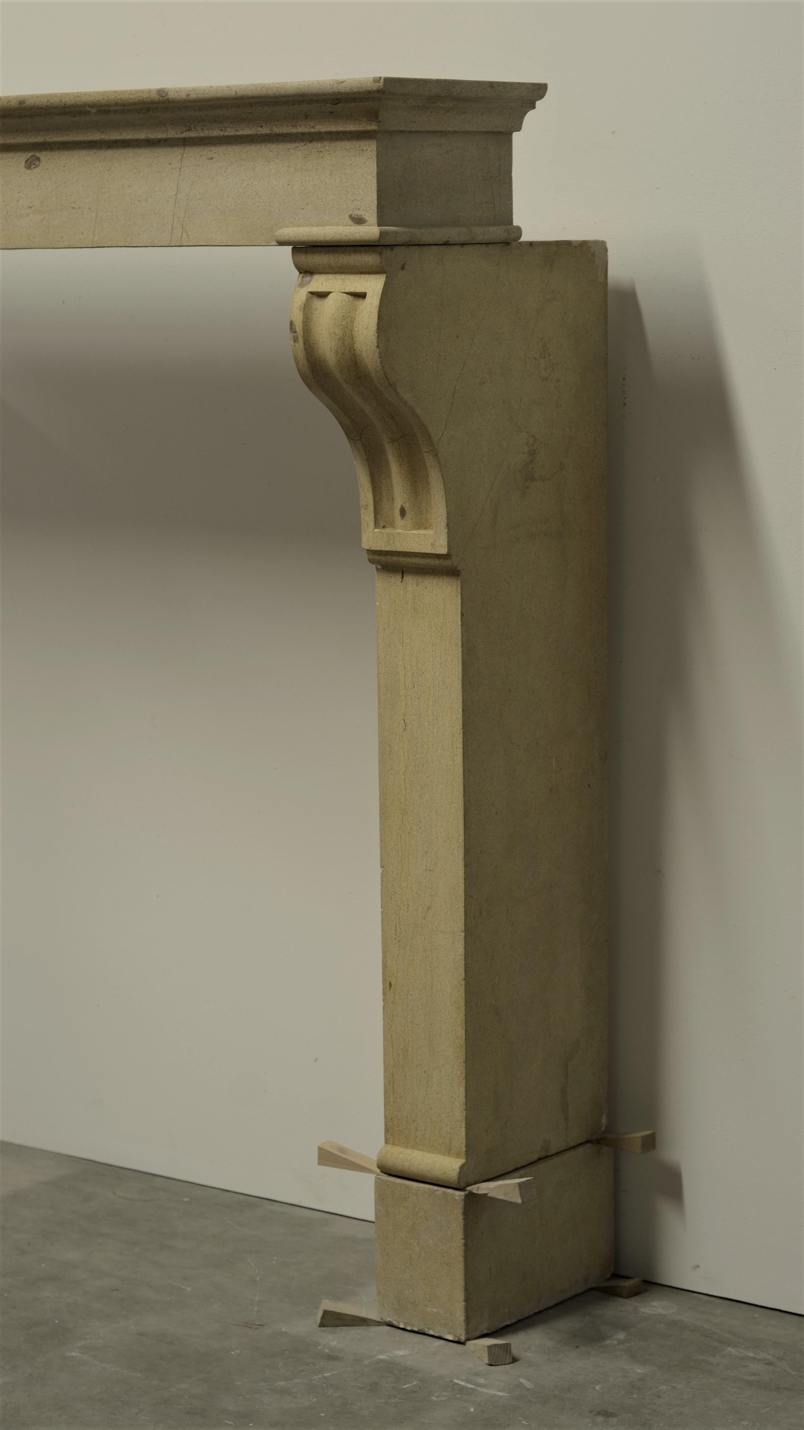 Limestone Tall Antique Fireplace Mantel from France