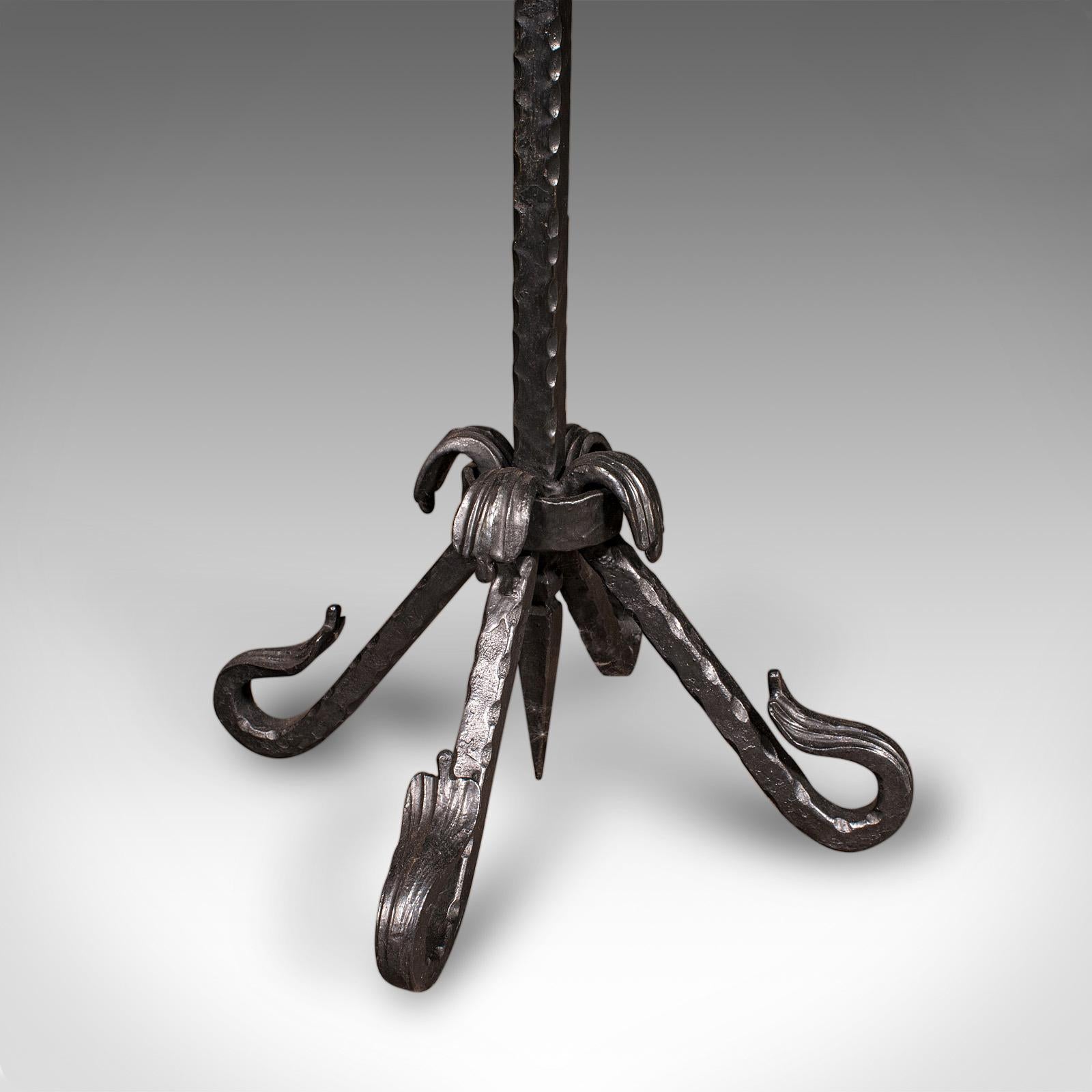 Tall Antique Fireside Companion, English, Wrought Iron, Fire Tool Set, Edwardian For Sale 3