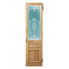 Tall Antique French Acid Etched Pine Door