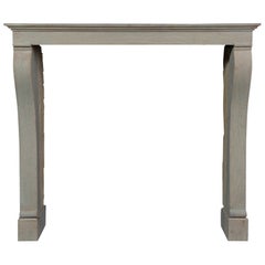 Tall Antique French Limestone Fireplace Mantel