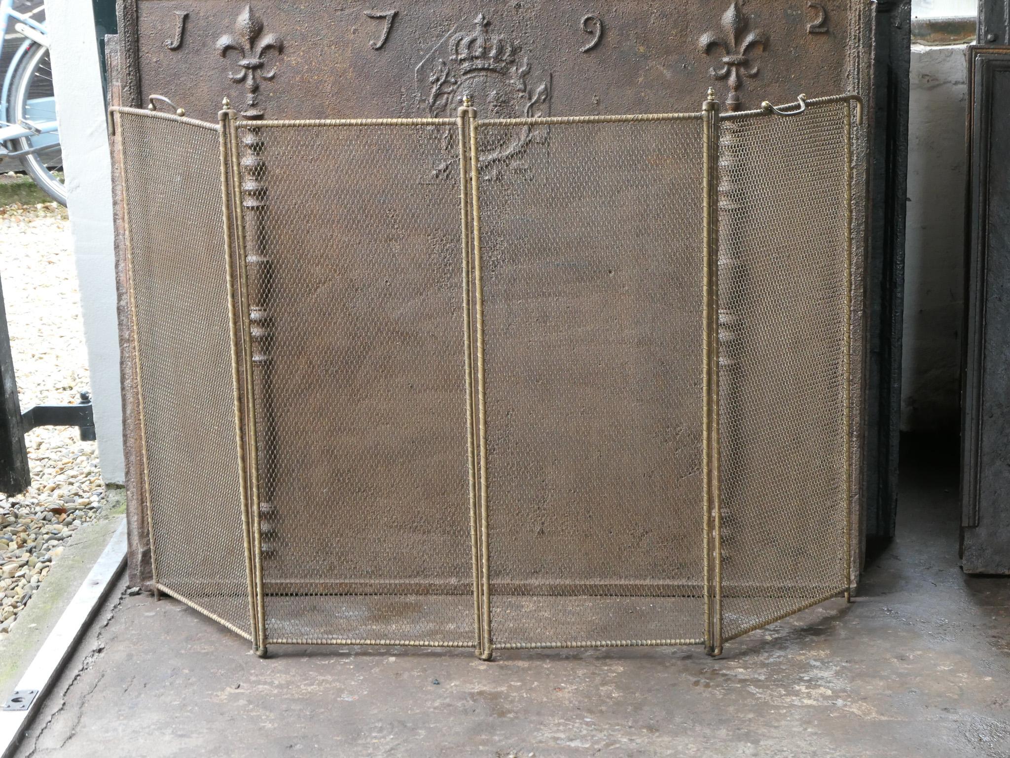 Brass Tall Antique French Napoleon III Fire Screen, 19th Century For Sale