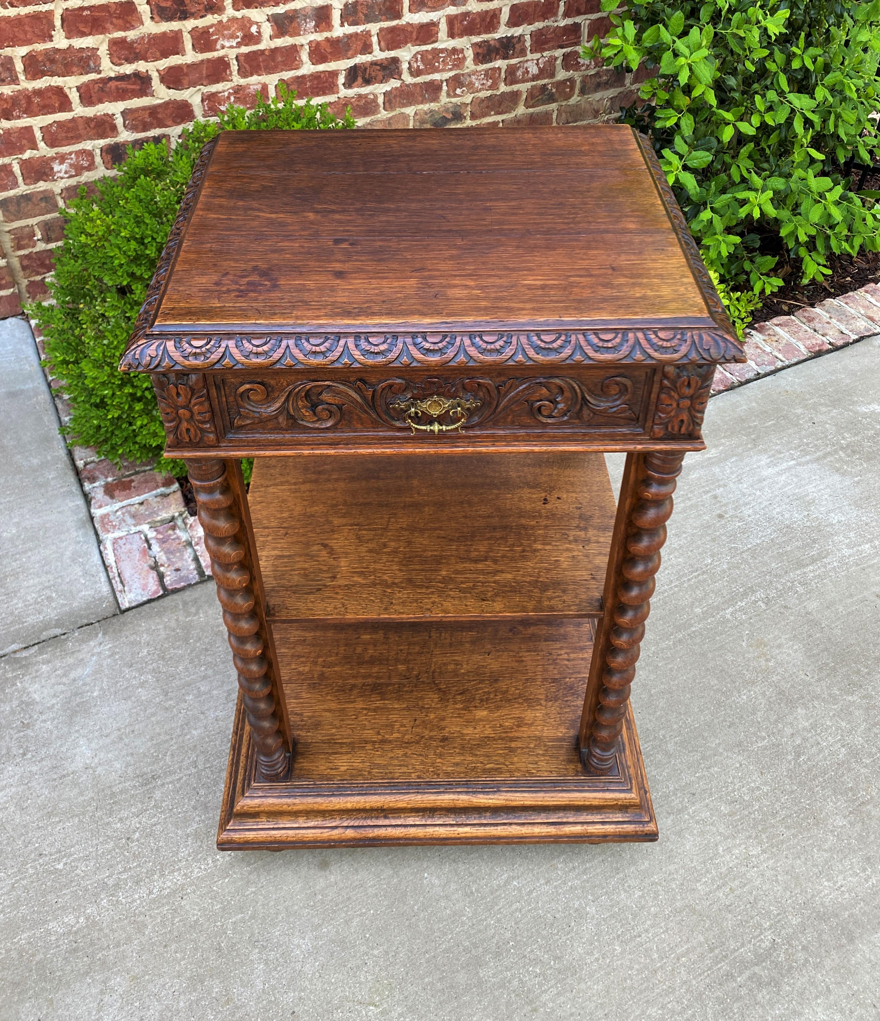 Tall Antique French Server Pedestal Barley Twist Nightstand Table Drawer 19th C 5