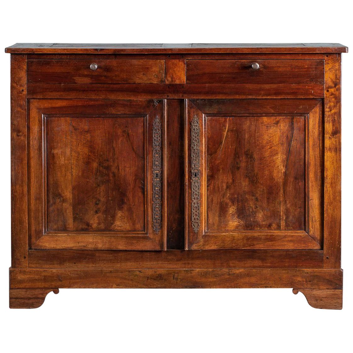 Tall Antique French Walnut Buffet Credenza, circa 1820 For Sale