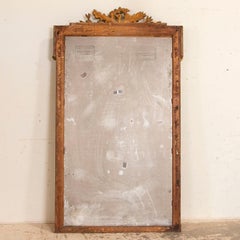 Tall Antique Gold Gilt Mirror with Torch, Arrows and Flower Wreath from France