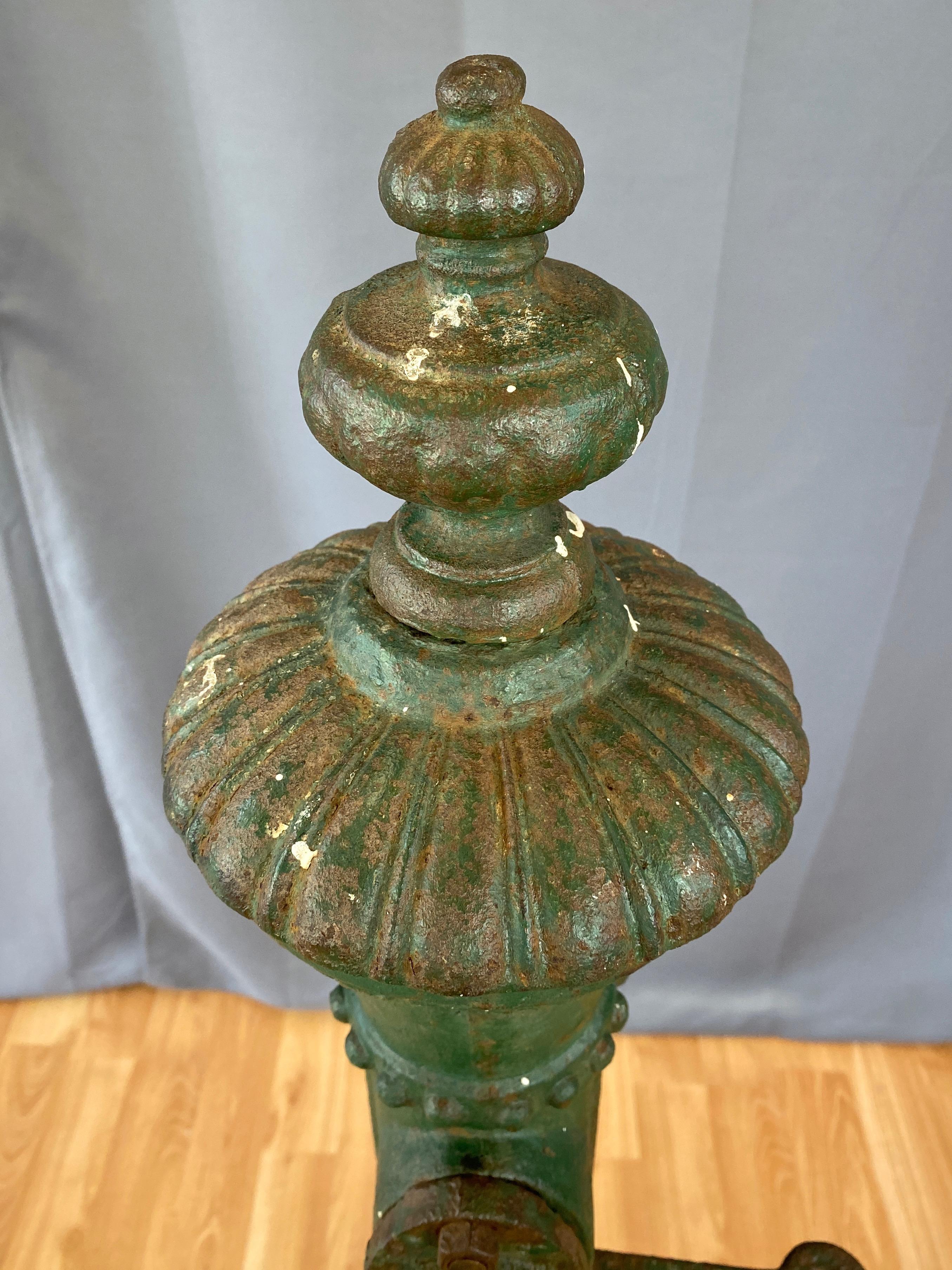 Mid-19th Century Antique Tall Green Cast Iron Water Fountain from San Francisco, c. 1860