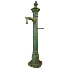 Antique Tall Green Cast Iron Water Fountain from San Francisco, c. 1860