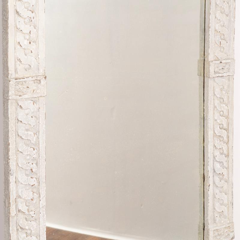 Glass Tall Antique Gustavian Mirror Painted Gray from Sweden