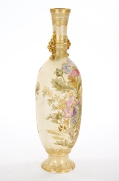 Tall Antique Hand Painted & Gilt Decorated German Porcelain Decorative Vase