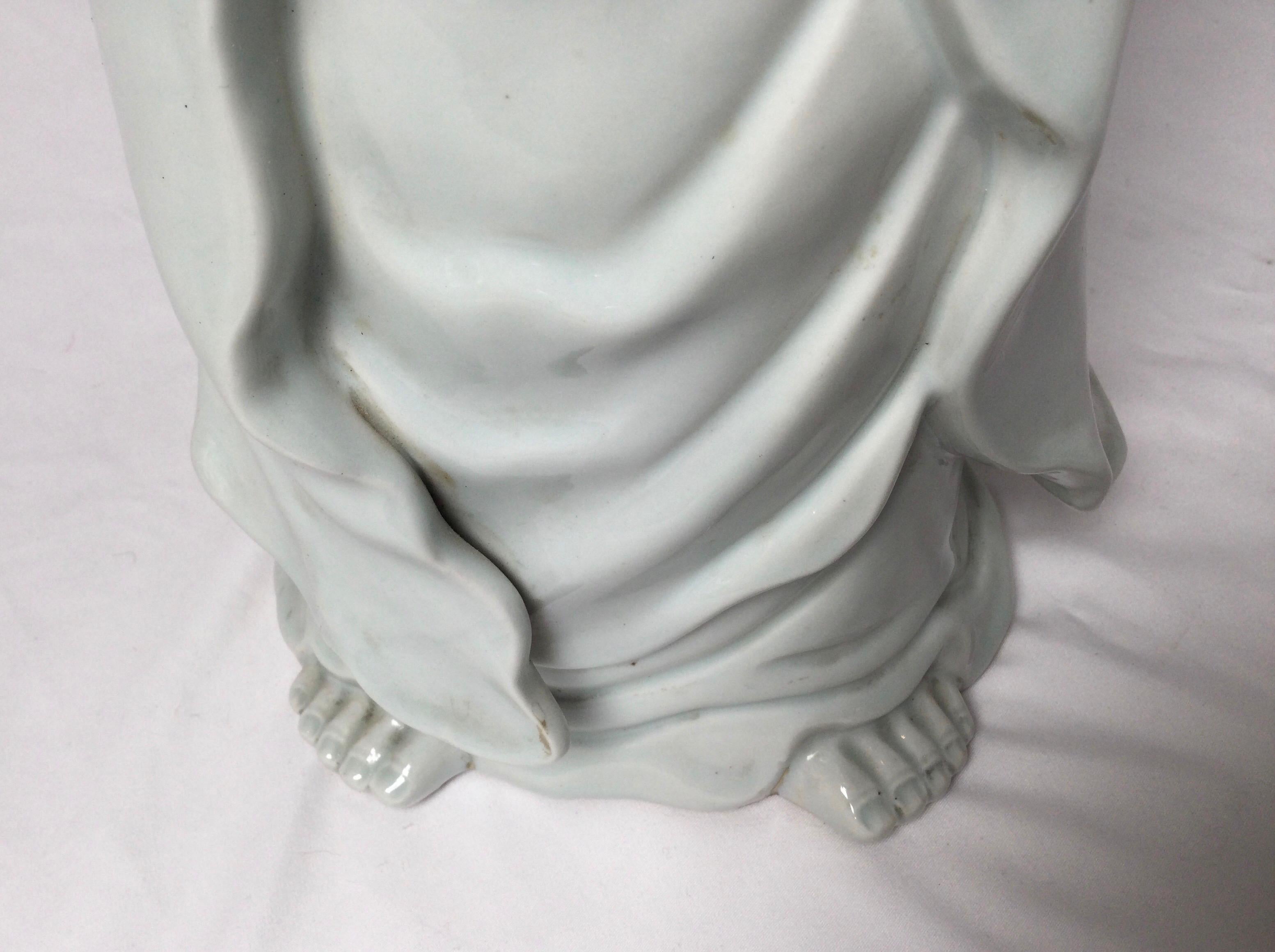 Tall Antique Japanese Blanc de Chine Kannon Figure In Excellent Condition In Lambertville, NJ