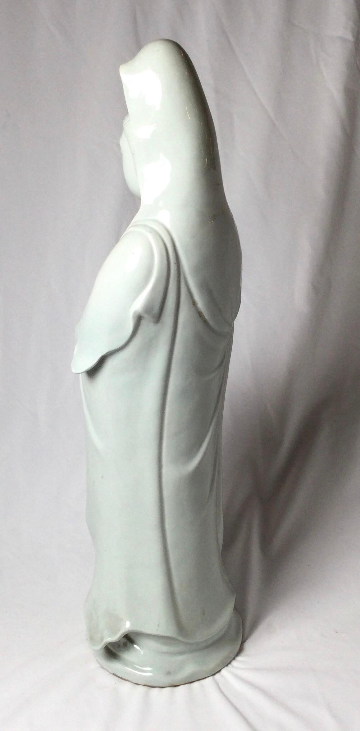 20th Century Tall Antique Japanese Blanc de Chine Kannon Figure