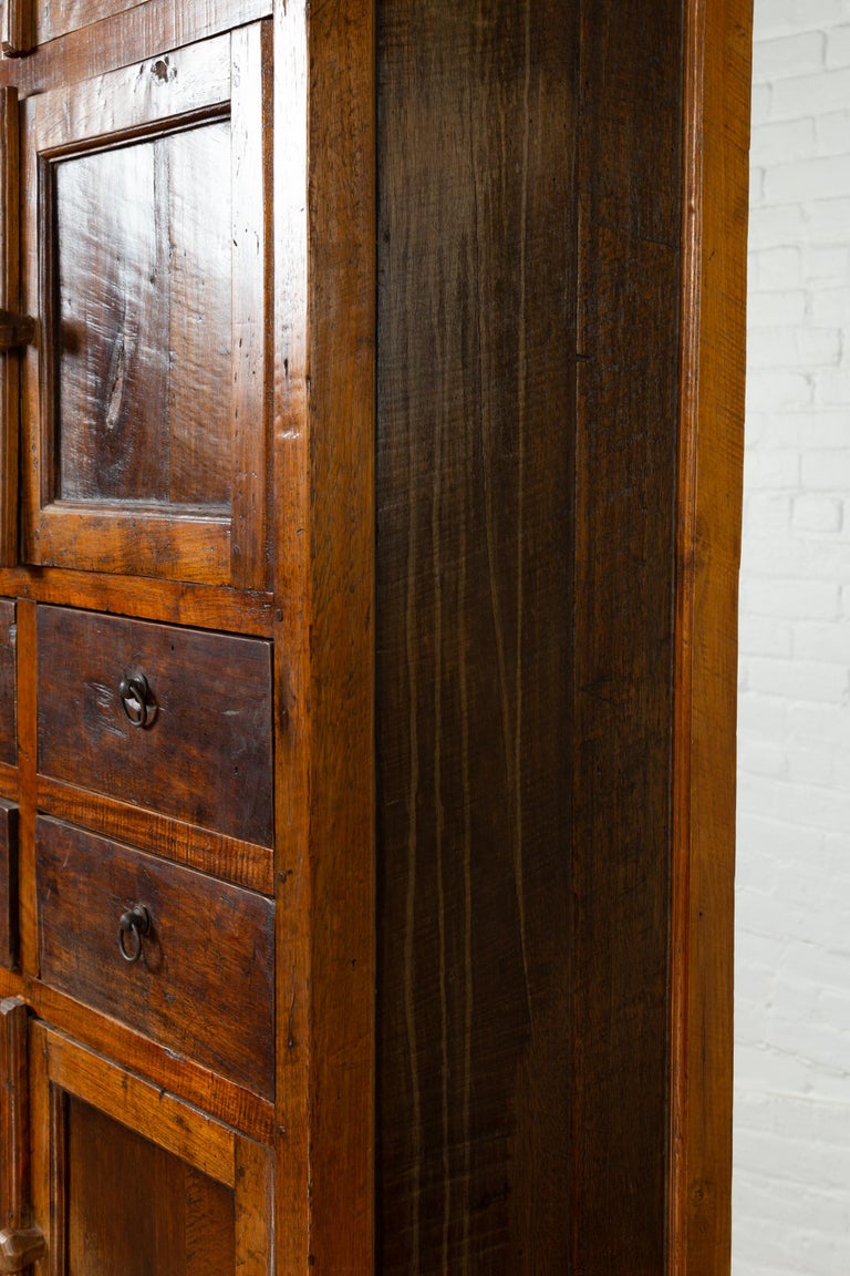 Tall Antique Javanese Teak Wood with Four Double Doors and