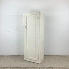French Antique Bonnetière Cabinet, White Finish, 20th Century