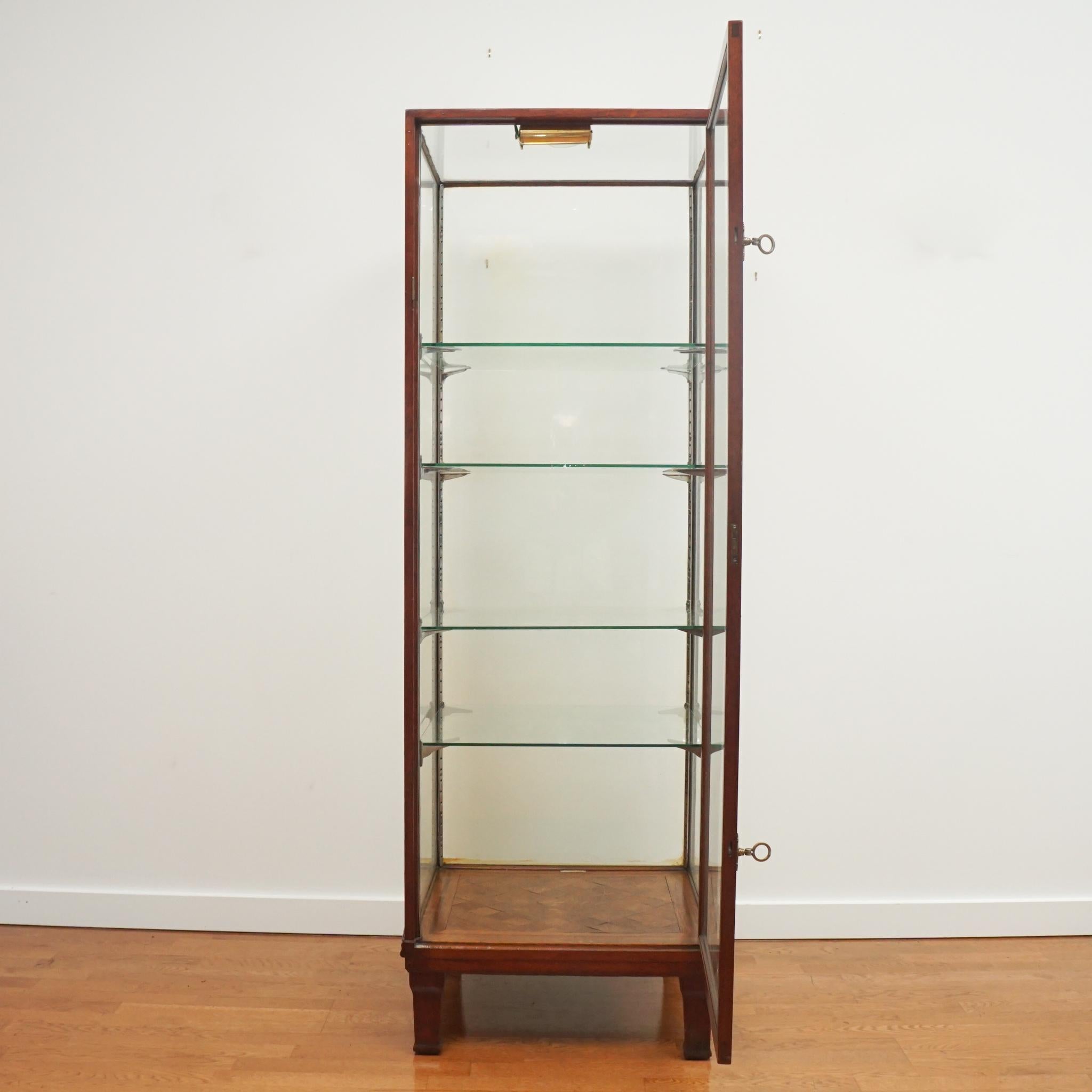 English Tall Antique Mahogany Display Case For Sale