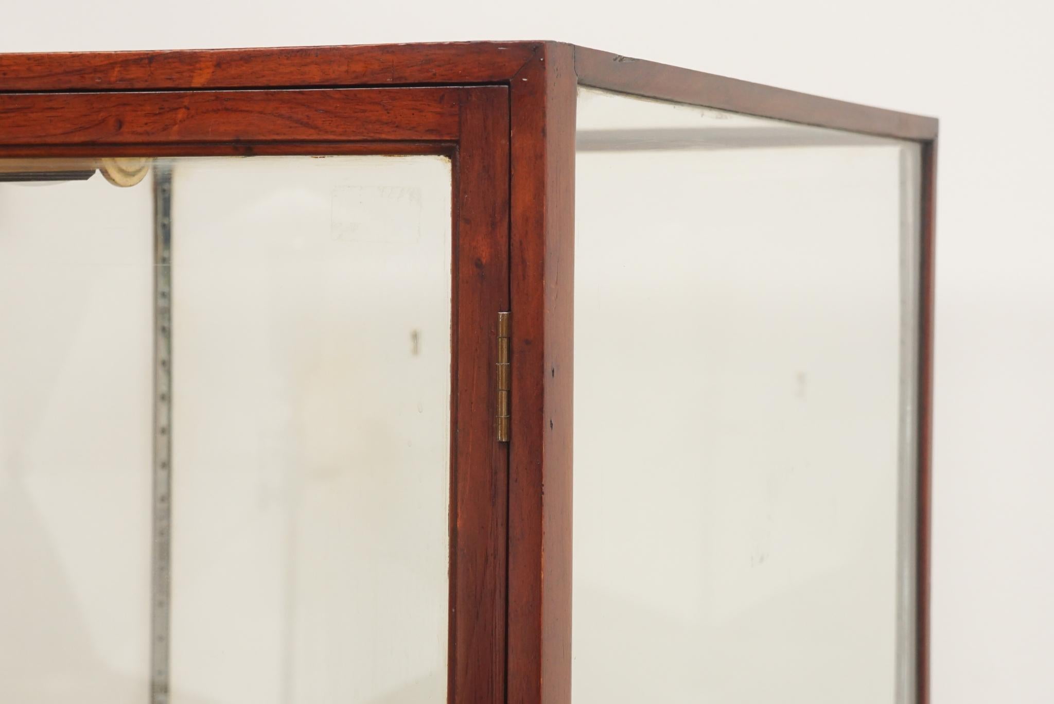 20th Century Tall Antique Mahogany Display Case For Sale