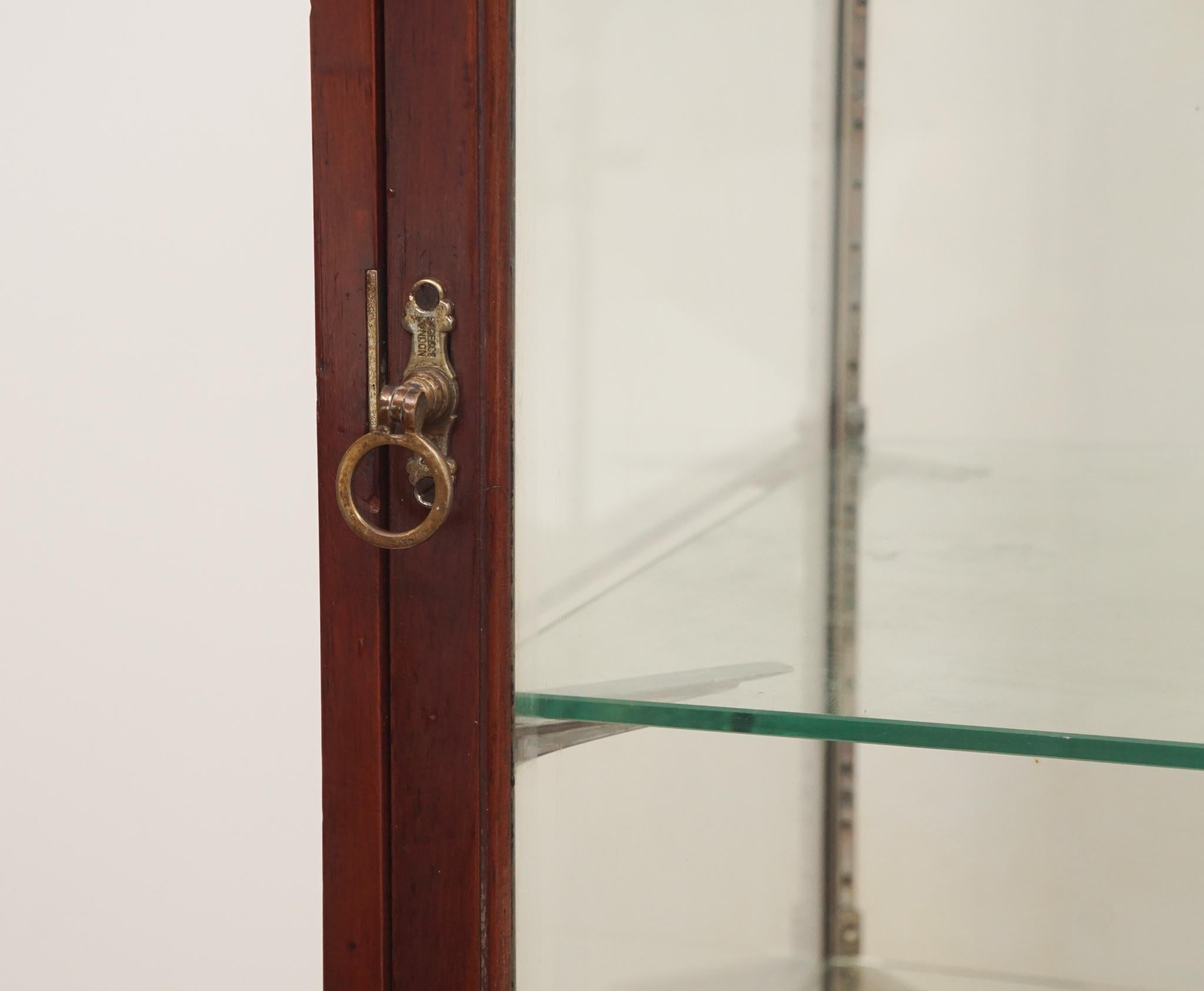 Glass Tall Antique Mahogany Display Case For Sale