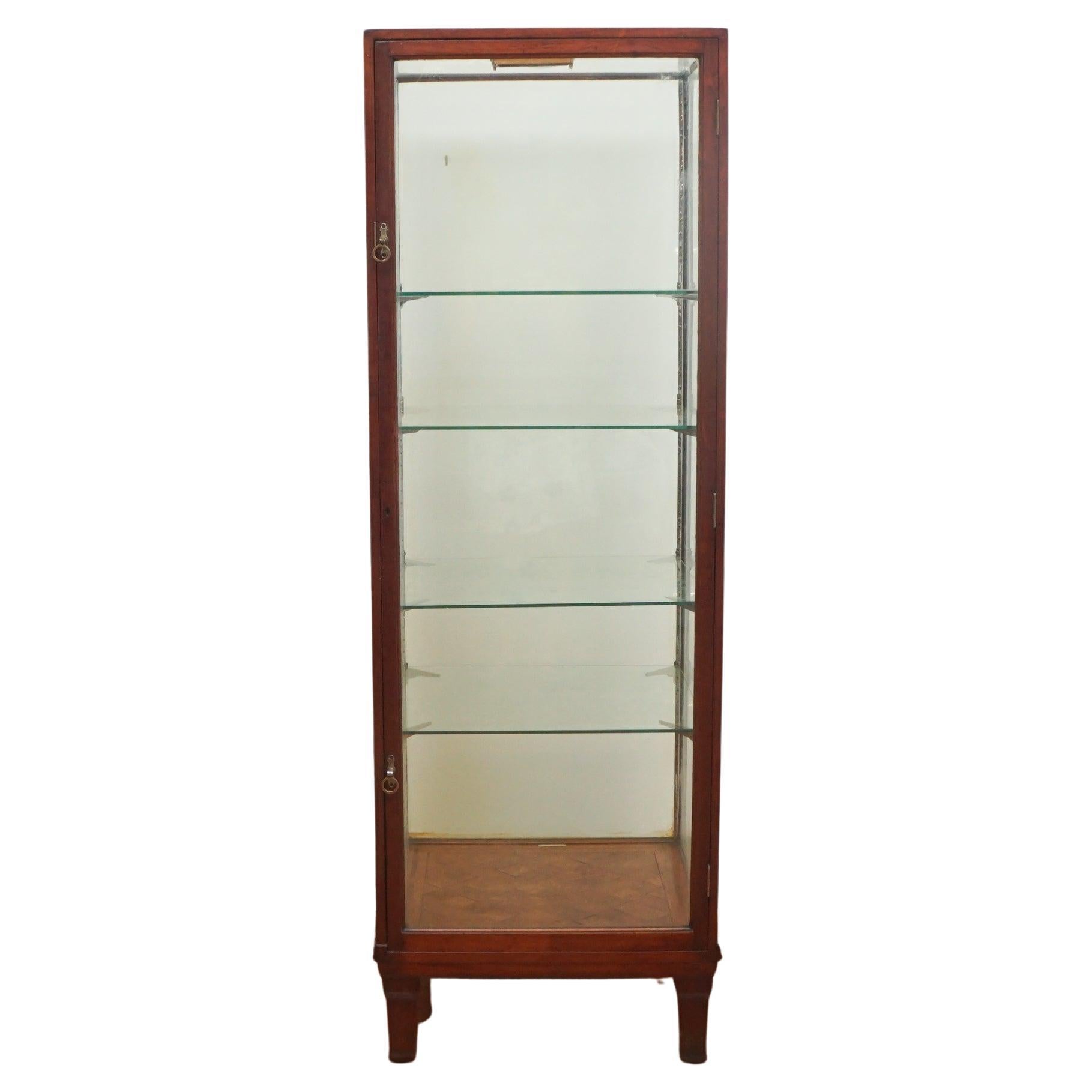 Tall Antique Mahogany Display Case For Sale