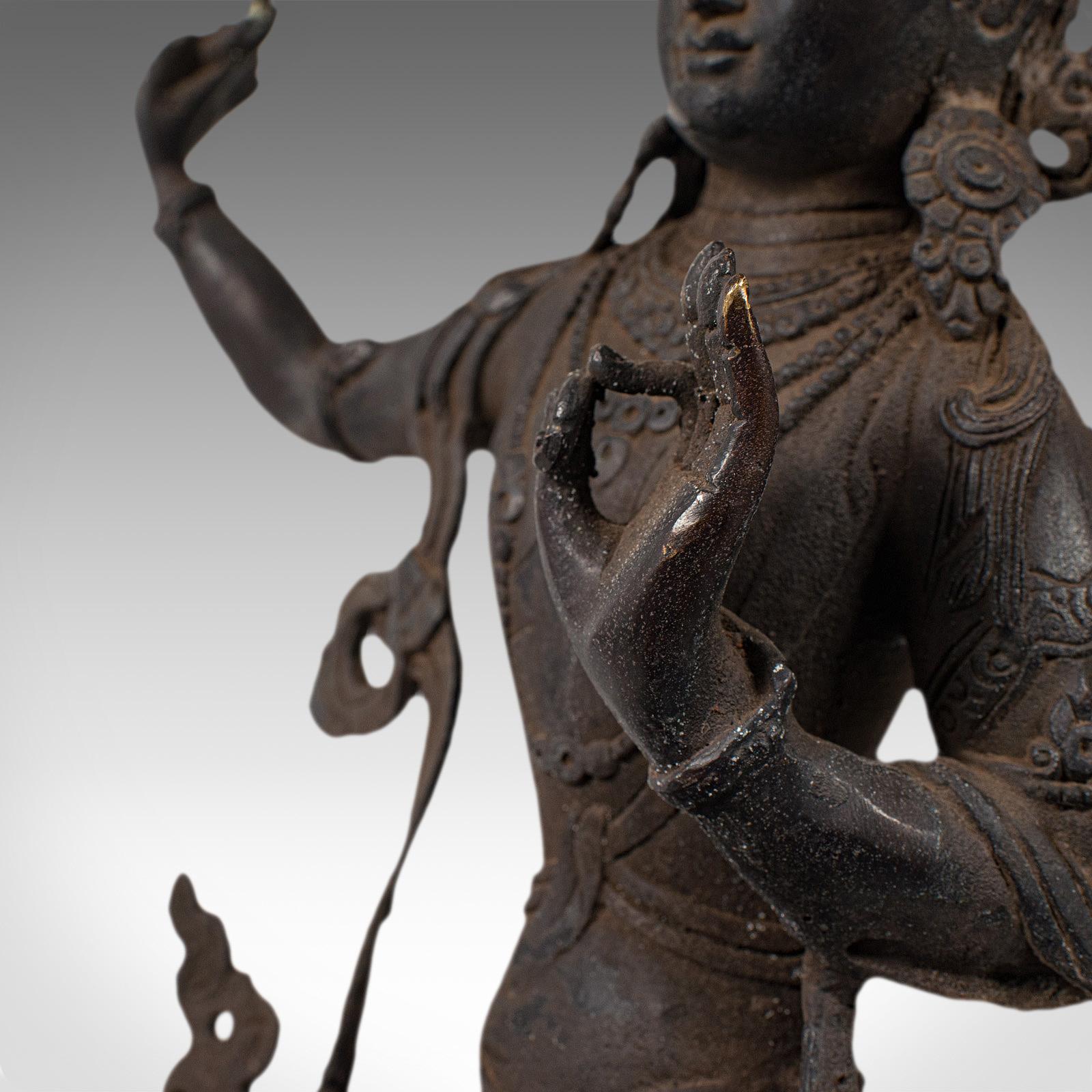 Tall Antique Manjushri Statue, Oriental, Bronze Figure, Seated Deity, circa 1900 6