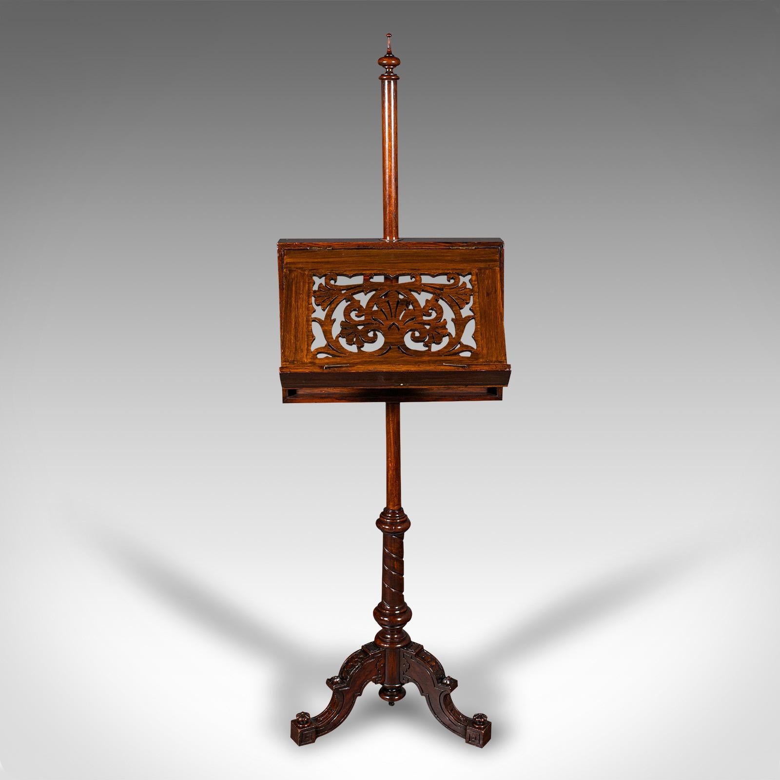 Tall Antique Music Stand, English, Oak, Adjustable Recital Rest, Victorian, 1880 In Good Condition For Sale In Hele, Devon, GB
