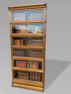 Tall Antique Oak Globe Wernicke Bookcase