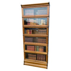 Tall Antique Oak Globe Wernicke Bookcase
