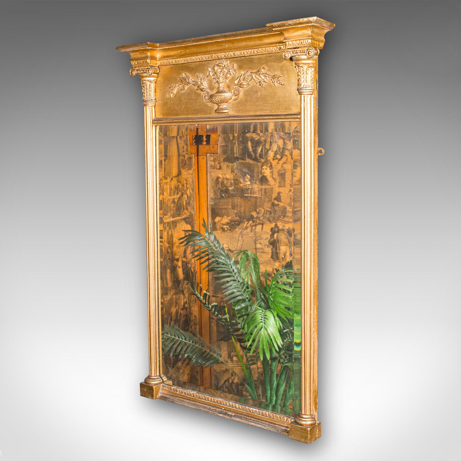 British Tall Antique Pier Mirror, English, Giltwood, Neoclassical Taste, Georgian, 1820 For Sale