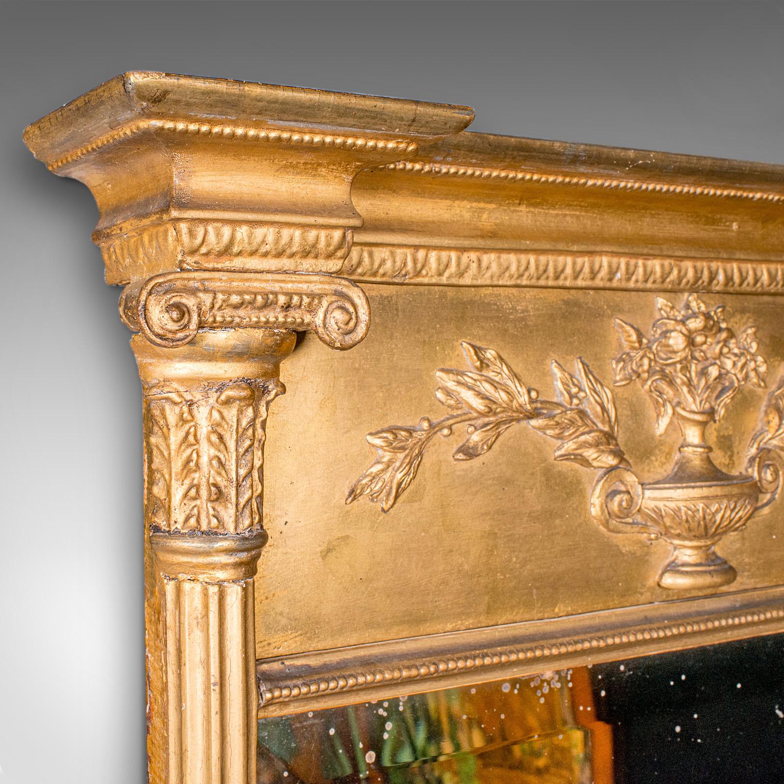 Tall Antique Pier Mirror, English, Giltwood, Neoclassical Taste, Georgian, 1820 In Good Condition For Sale In Hele, Devon, GB