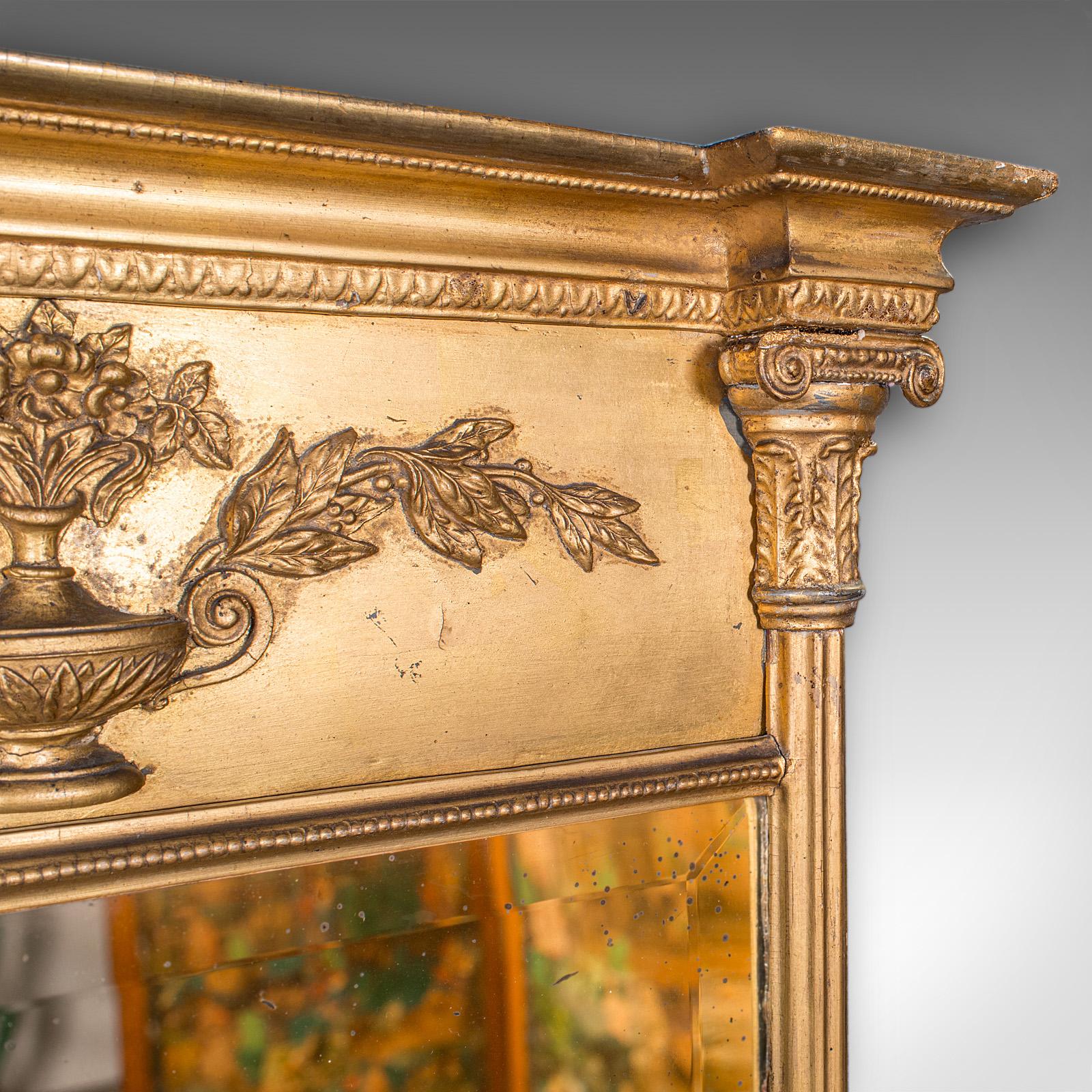 Glass Tall Antique Pier Mirror, English, Giltwood, Neoclassical Taste, Georgian, 1820 For Sale