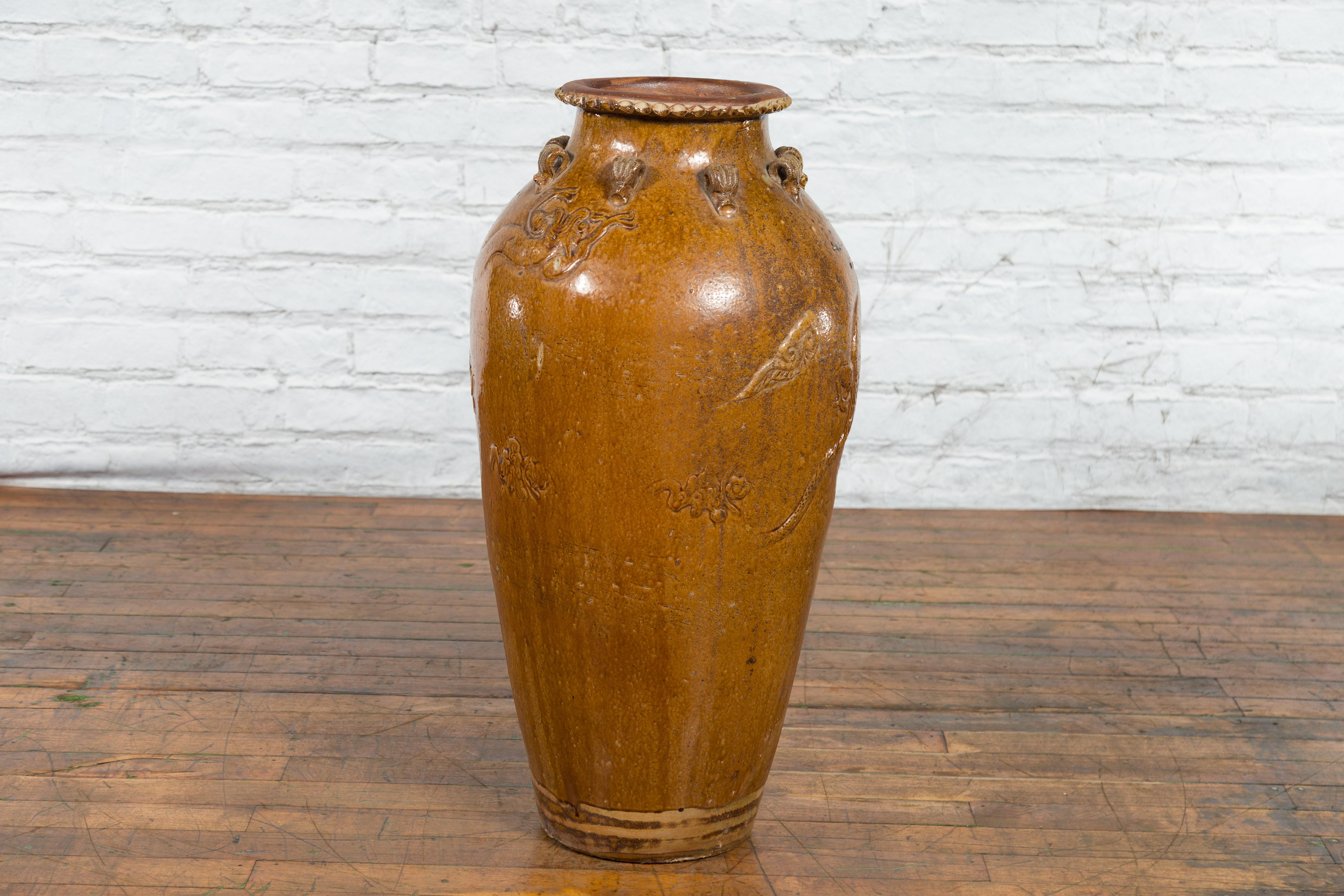 Tall Antique Qing Dynasty Period Martaban Jar from China, 18th-19th Century For Sale 4