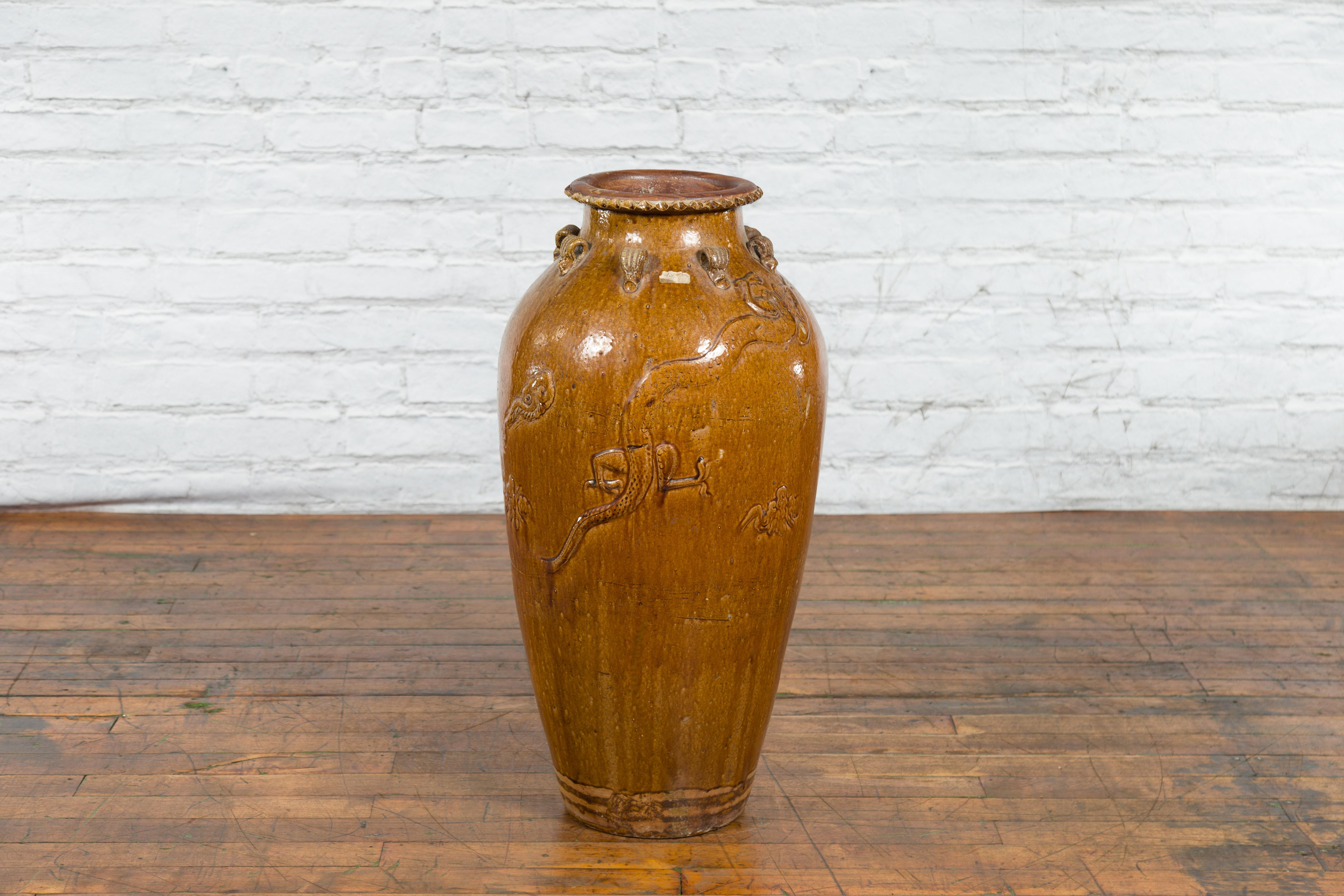 Tall Antique Qing Dynasty Period Martaban Jar from China, 18th-19th Century For Sale 5