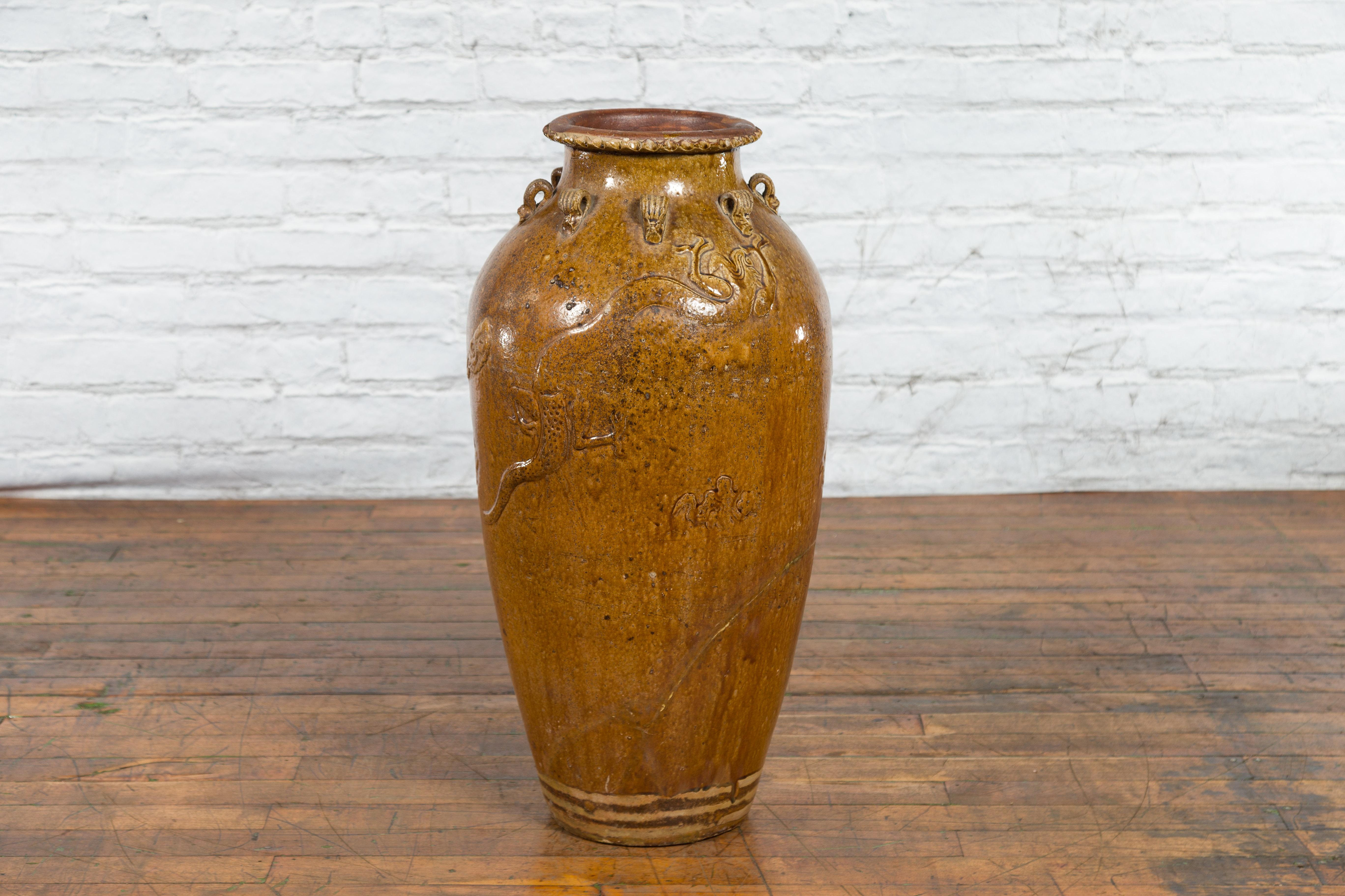 Chinese Tall Antique Qing Dynasty Period Martaban Jar from China, 18th-19th Century For Sale