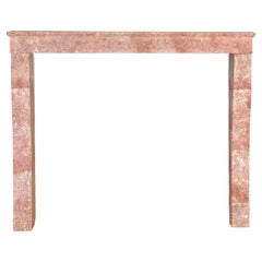 Tall Antique Rose-Pink Marble Stone Fireplace  19th C. Burgundy Château Stone