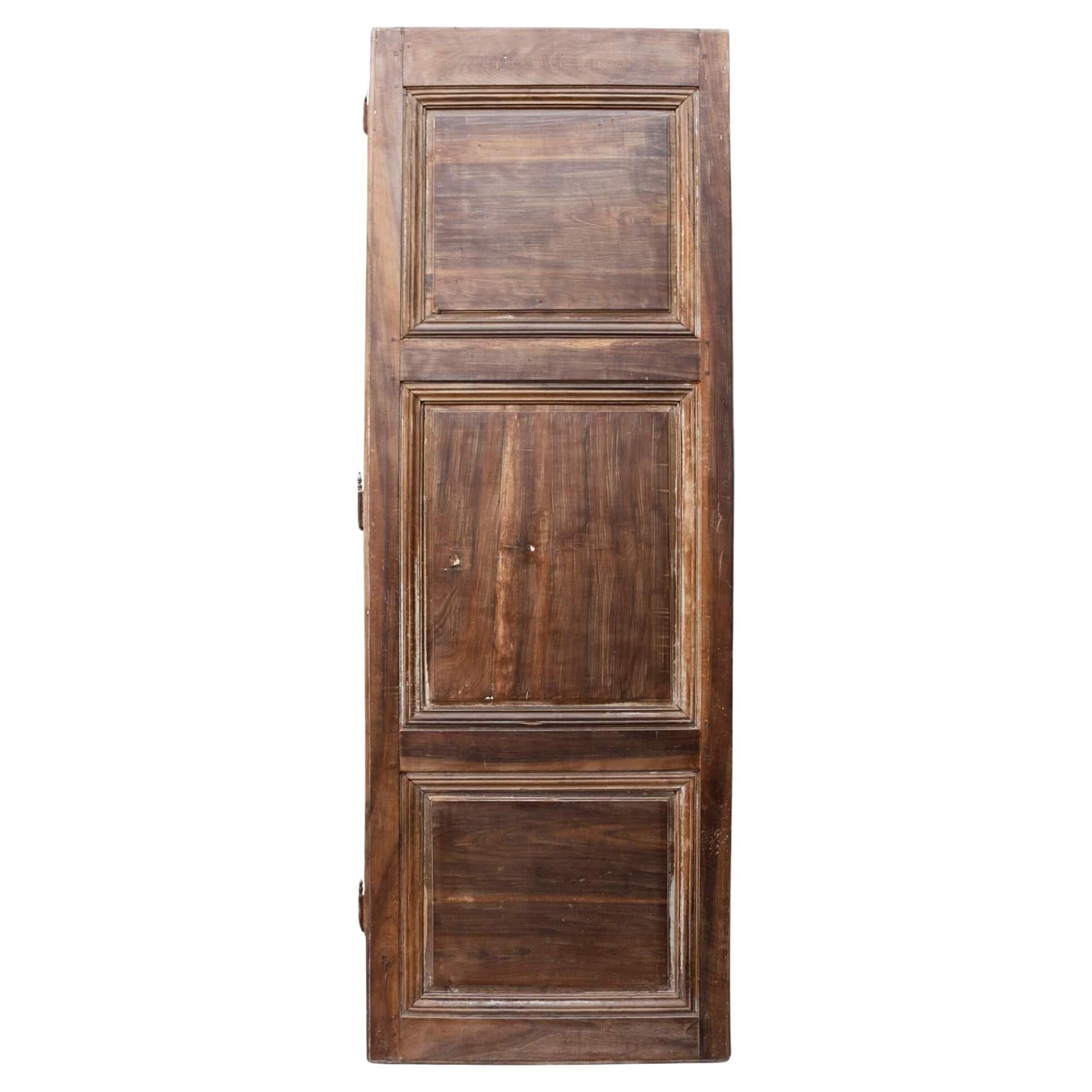 Tall Antique Rustic French Walnut Door For Sale